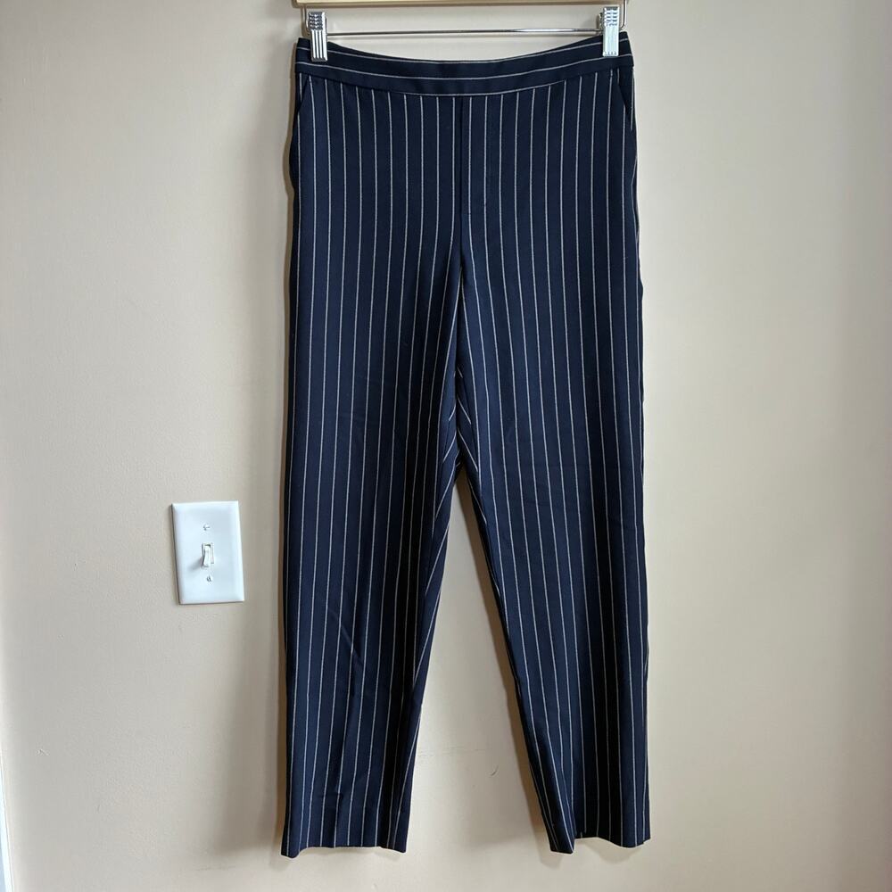Banana Republic hayden pant navy gray striped trousers elastic band women's 2